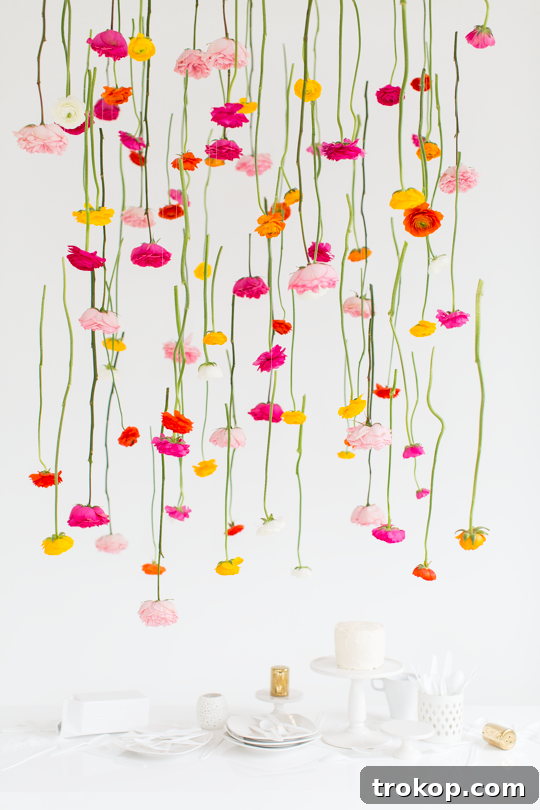 Crafted Cascading Blooms 14 DIY hanging floral installation | sugar and cloth