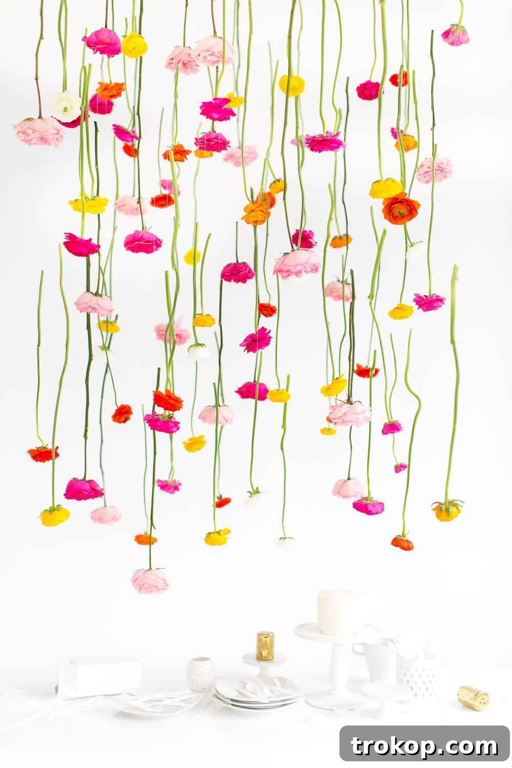 Crafted Cascading Blooms 15 DIY hanging flower installation - sugar and cloth