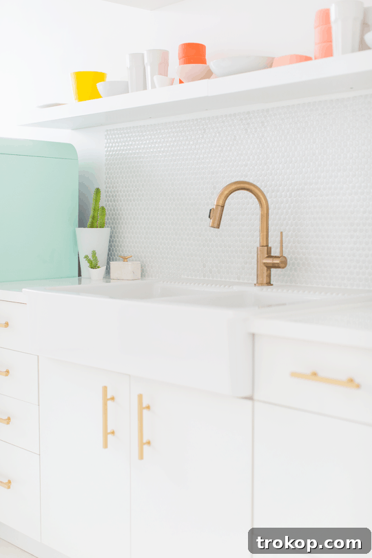 Sugar & Cloth Studio Kitchenette Reveal: A Budget-Friendly Mid-Century Modern Dream Sugar & Cloth Studio Kitchenette completed, featuring a vibrant, modern design