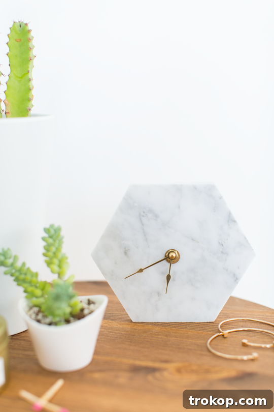 Handcrafted Marble Tabletop Timepiece 3 Elegant DIY Marble Table Clock on a Shelf