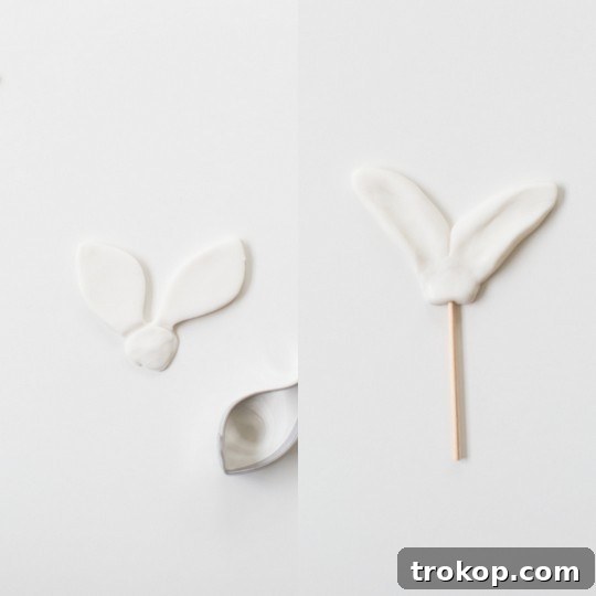 Step-by-step guide to making fondant bunny ears