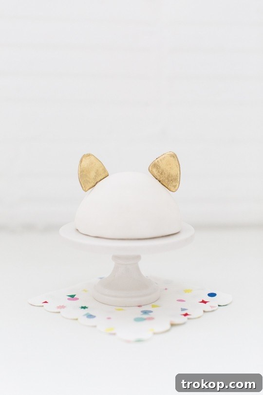 Completed fondant bunny ears ready for drying