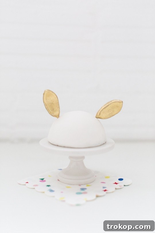 Fondant cat ears with inner ear detail