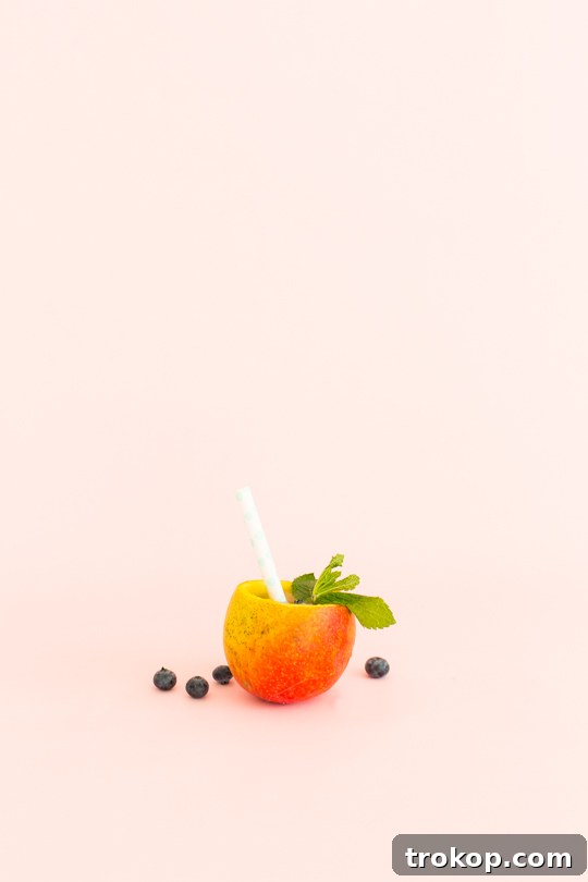 5 Refreshing Infused Water Recipes & DIY Fruit Cups 8 Close-up of refreshing Blueberry Mango Mint Infused Water with ice