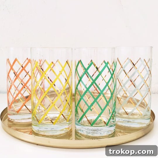 Stylish retro glassware adding a touch of vintage charm