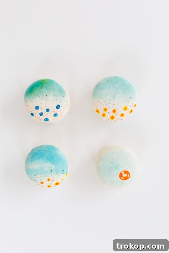 Creating floating devices on beach-themed macarons