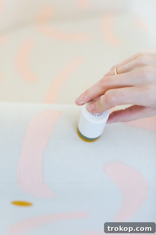 Revamp Your Chair with Paint 8 stamping golden circle on the chair - diy painted rocking chair ideas
