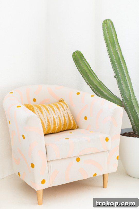 Revamp Your Chair with Paint 10 side view of the chair with the cactus - painting wooden chairs