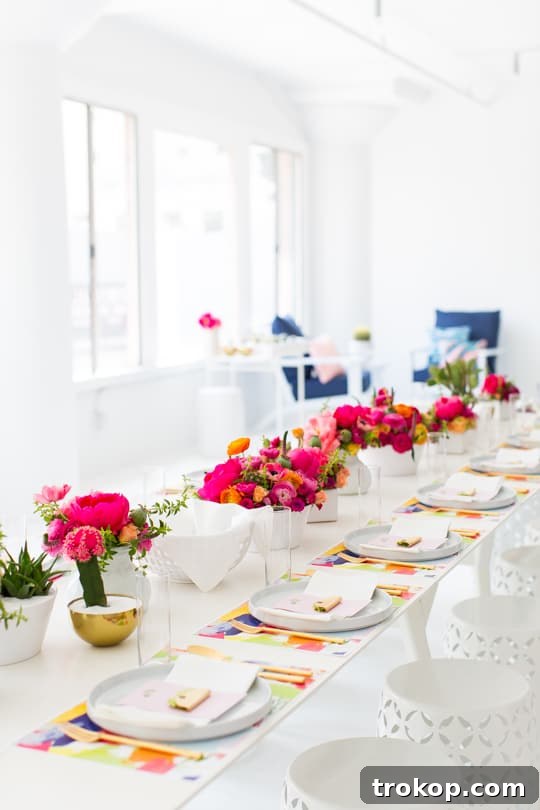 Guests arriving at the vibrant cactus brunch party, showcasing colorful decor