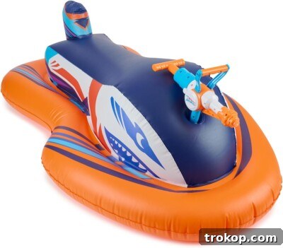 NERF Super Soaker Stormforce Ride-On Racer – Inflatable Pool Float with Pool-Fed Mega Water Blaster for best pool floats for kids