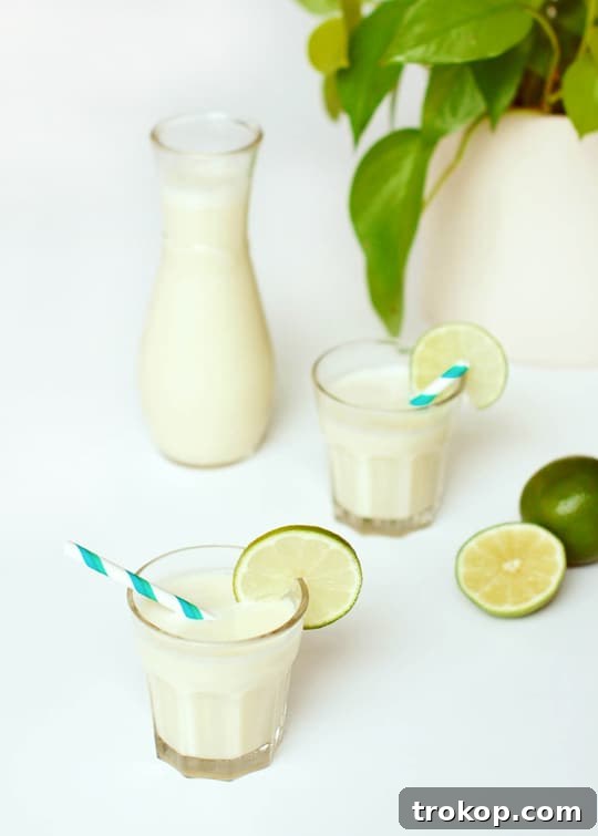 Spiked Brazilian Limeade Recipe - A creamy, tangy, and refreshing summer cocktail with Cachaça, limes, sugar, and sweetened condensed milk.
