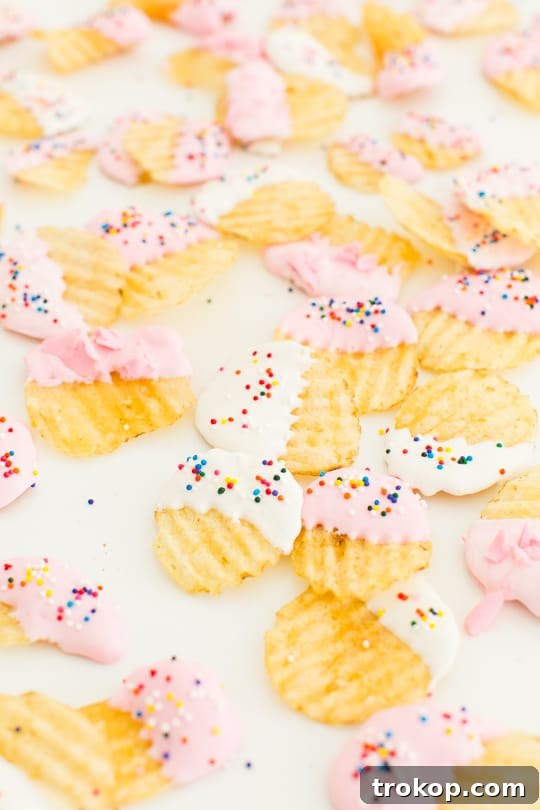 Detailed Shot of Funfetti Dessert Chip Coating