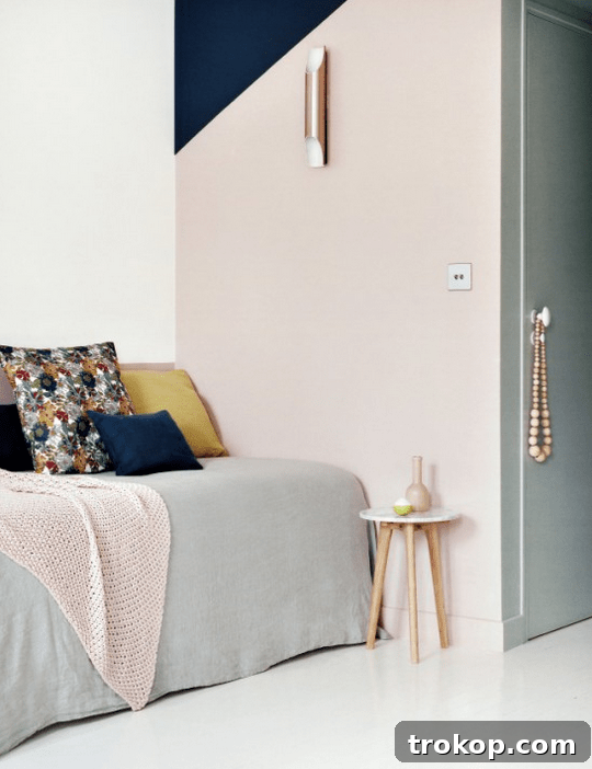 Chic Parisian Hotel Color Block Interior - Sophisticated Pastel Design