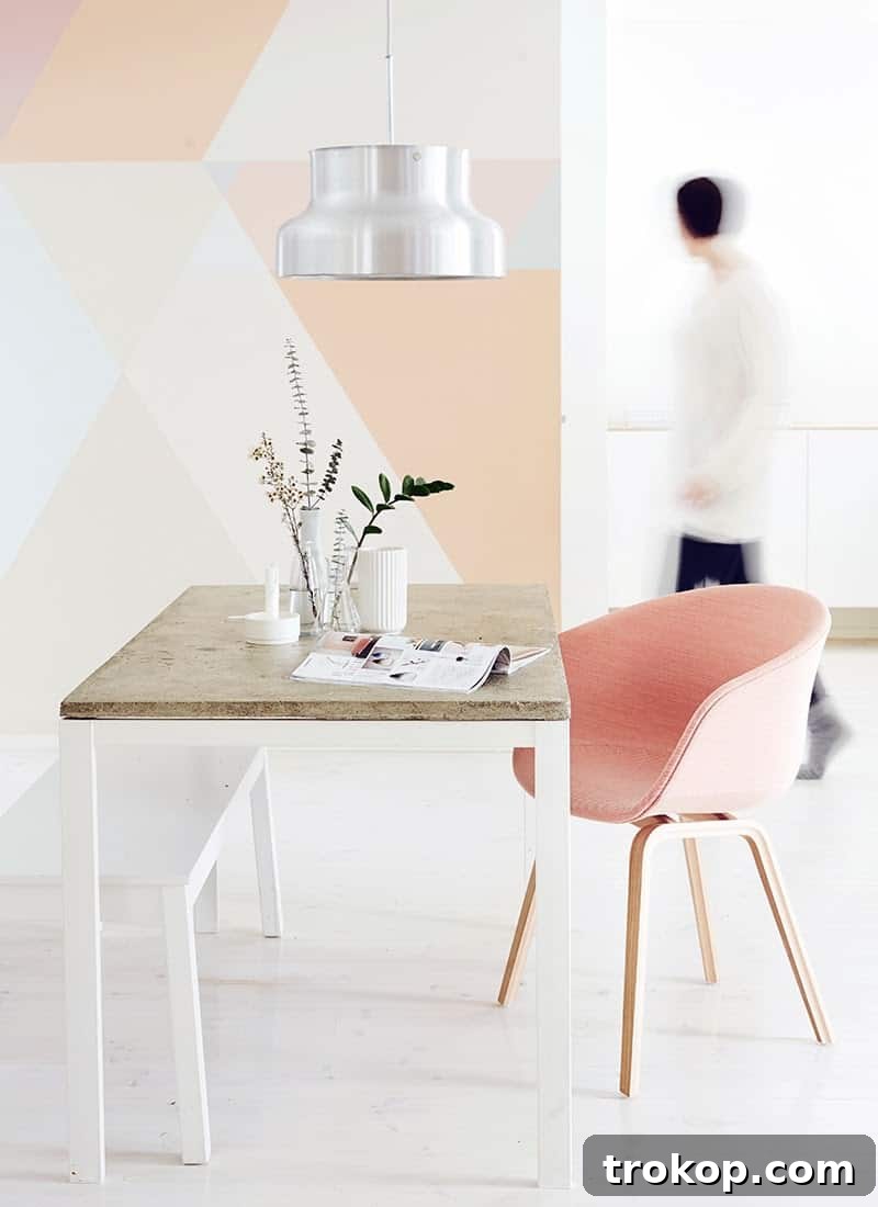 Geometric Walls with Pastel Hues - Modern Home Decor Trend