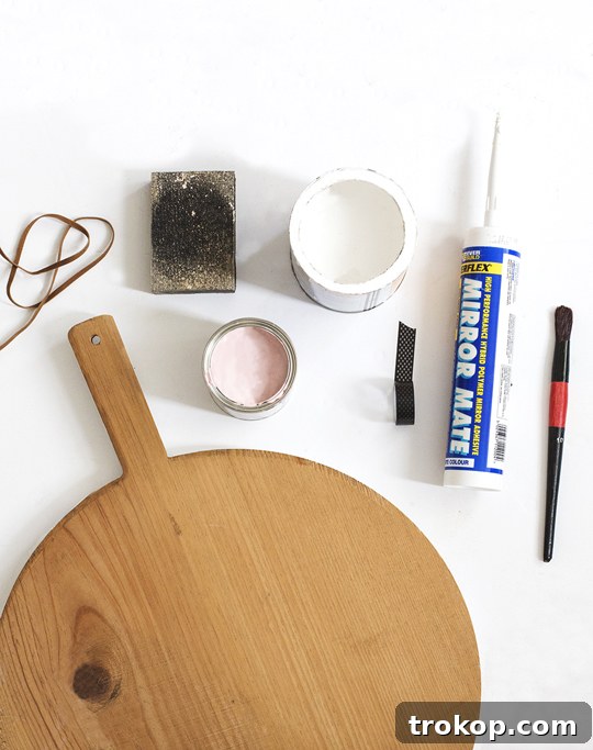 Stylish DIY Color Block Hanging Mirror 3 Materials and tools needed for DIY Hanging Mirror project - Sugar & Cloth