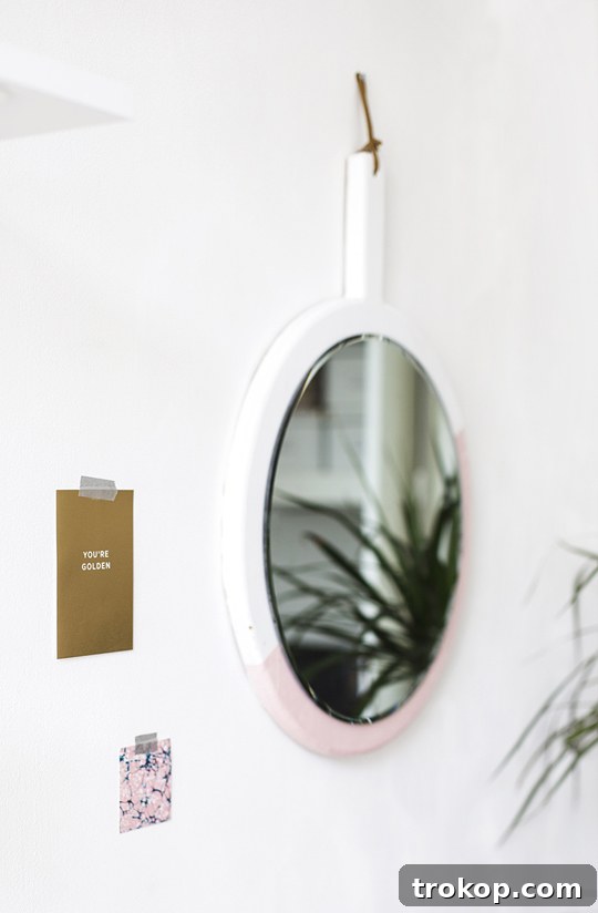 Stylish DIY Color Block Hanging Mirror 4 Preparing the cutting board for painting and mirror attachment
