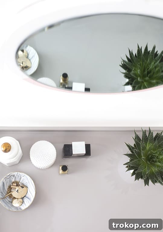 Stylish DIY Color Block Hanging Mirror 8 Stylish DIY hanging mirror against a color-blocked wall