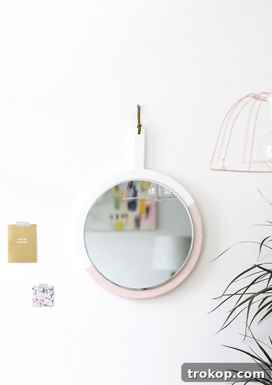Stylish DIY Color Block Hanging Mirror 9 Close-up of the finished DIY hanging mirror