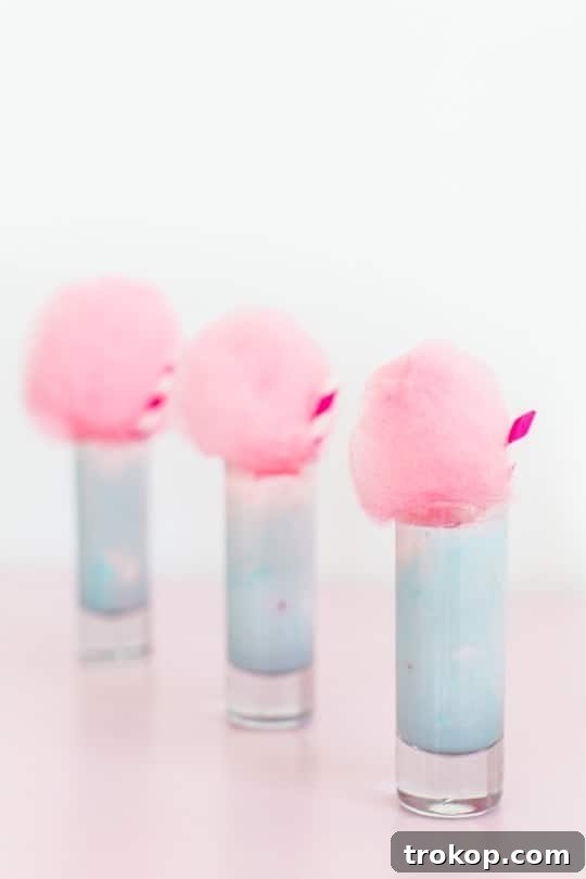 Whimsical Cotton Candy Ice Cream Shooters 2 cotton candy ice cream shots - Sugar & Cloth