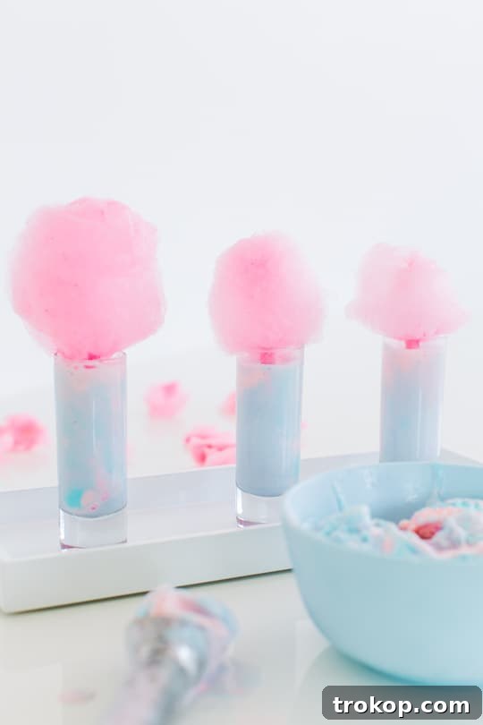 Whimsical Cotton Candy Ice Cream Shooters 3 cotton candy ice cream shots - Sugar & Cloth