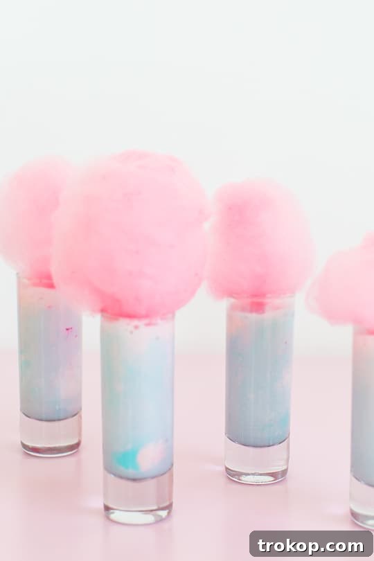 Whimsical Cotton Candy Ice Cream Shooters 9 cotton candy ice cream shots - Sugar & Cloth