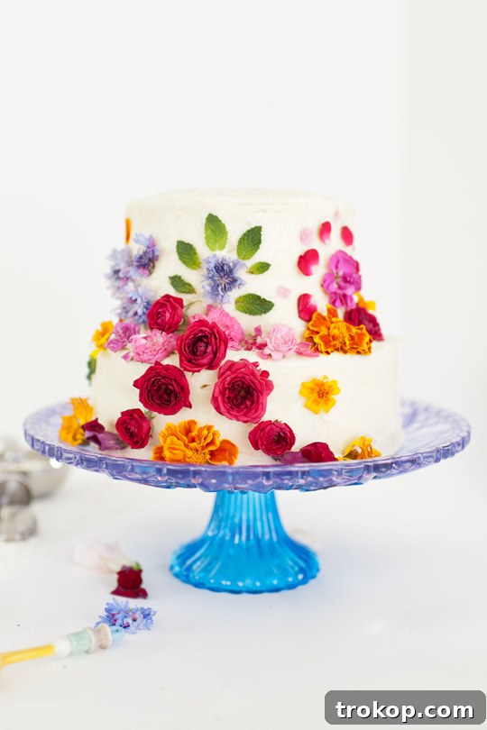 How to decorate a cake with edible flowers