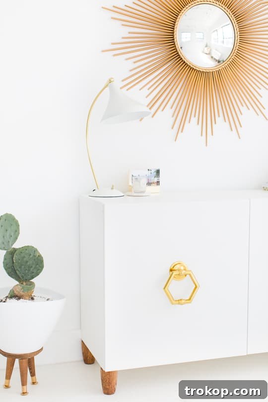 Unique Hexagon Handles on DIY Sideboard Ikea Hack