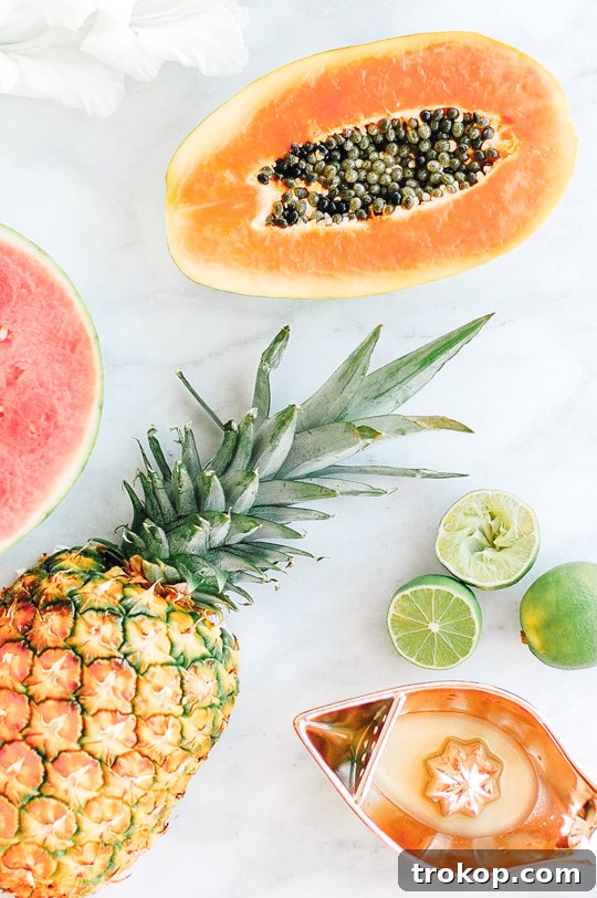 Watermelon Papaya Rum Refresher 4 Watermelon Smoothie Ingredients - Fresh and flavorful fruits for a delicious smoothie