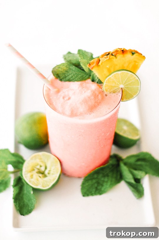 Watermelon Papaya Rum Refresher 5 Finished Watermelon Smoothie - Ready to enjoy this tropical treat