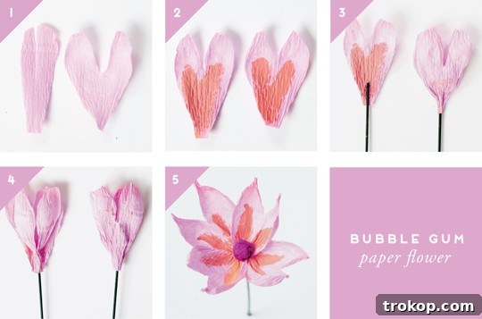 DIY paper flower cake topper - bubble gum flower - Sugar & Cloth