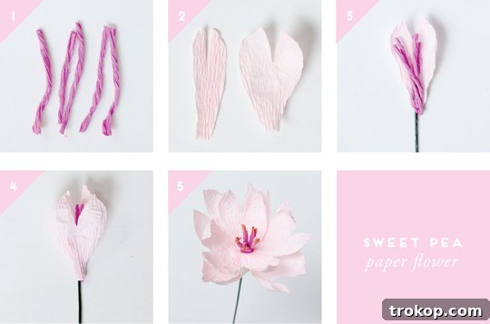 DIY paper flower cake topper - sweet pea - Sugar & Cloth
