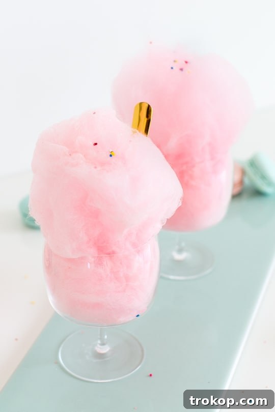 A party spread with spiked cotton candy and other treats