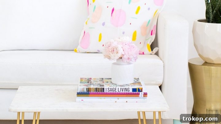 DIY Marble Table Top with Gold Accents