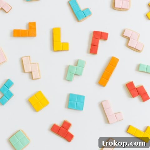 Pixel Perfect Tetris Bites 12 DIY tetris cookies - sugar & cloth