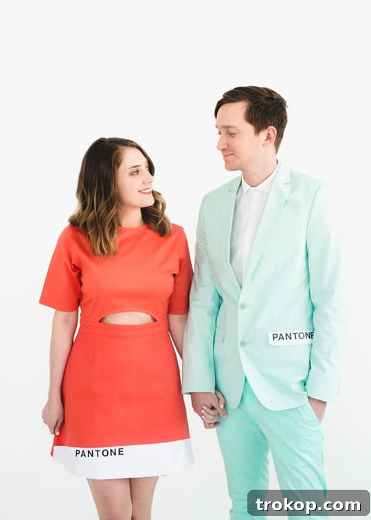 Hipster Halloween: DIY Pantone Color Combo Couples Costume by Top Houston Blogger Ashley Rose of Sugar & Cloth #halloween #costumes #pantone #hispter #diy #diycostume #lastminute #easy #simple #fun #couples #couplescostume