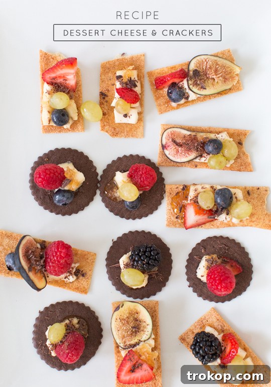 Dessert cheese and crackers recipe with fresh fruit