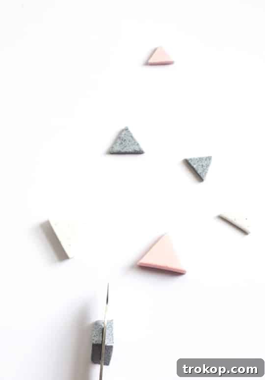 Clay Keepsake: Handcrafted Photo Display 6 Cutting Smaller Clay Triangles