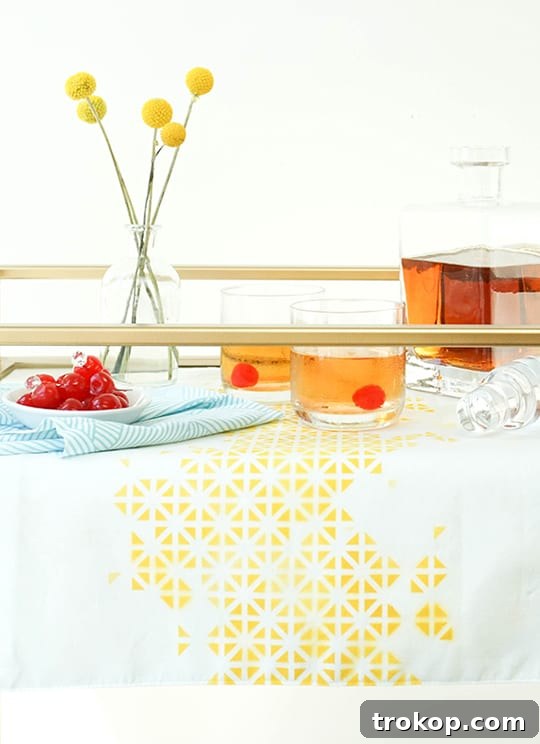 DIY Bar Cart Runner: Front View