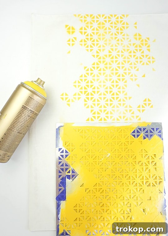 Stencil Placement: Spray Painting