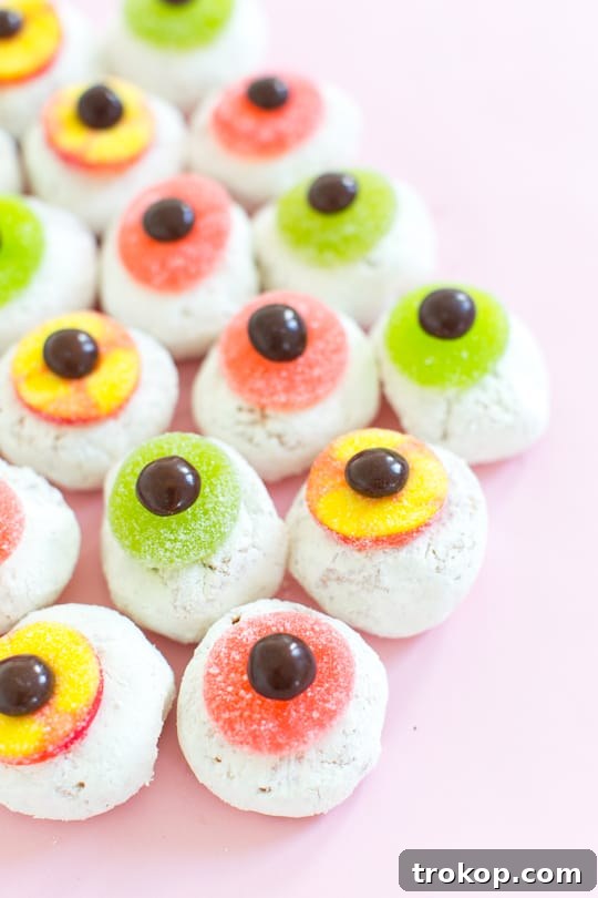Finished Halloween Eyeball Donut ready for a spooky party