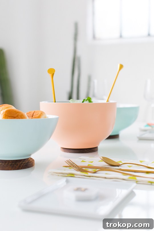 Three completed DIY Footed Serving Bowls in various sizes and finishes, displaying their readiness for use.
