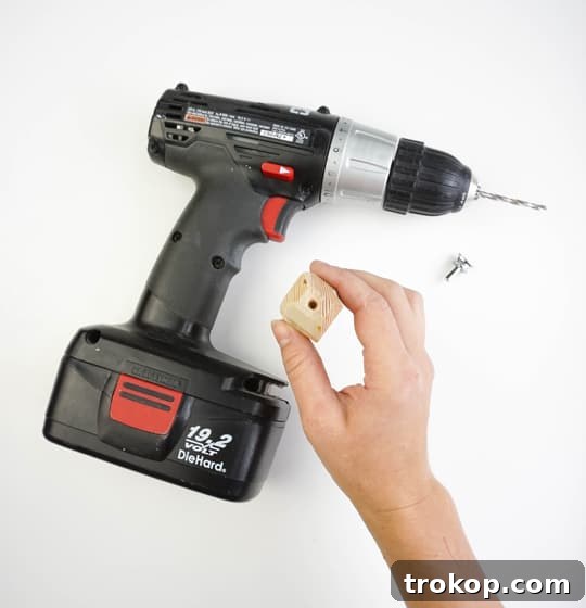 Drilling holes into wooden handles for cheese knives