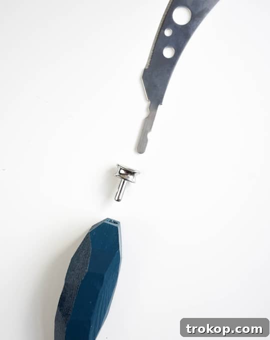 Sliding bolster onto cheese knife blank