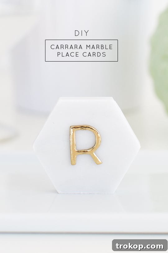 DIY carrara marble place cards - sugar and cloth