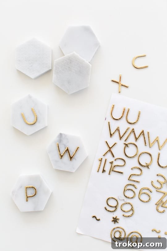 DIY Marble Hexagon Place Cards-5