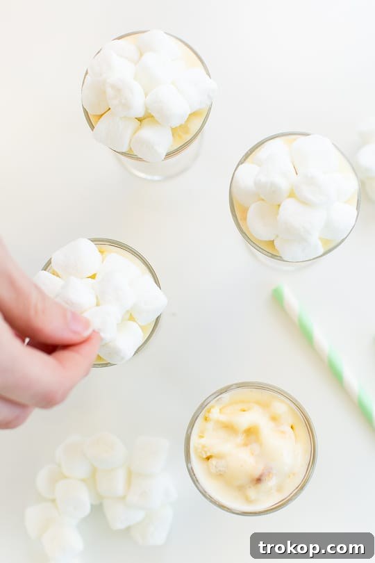 Mixing the homemade Toasted Marshmallow Ice Cream with light rum for shots