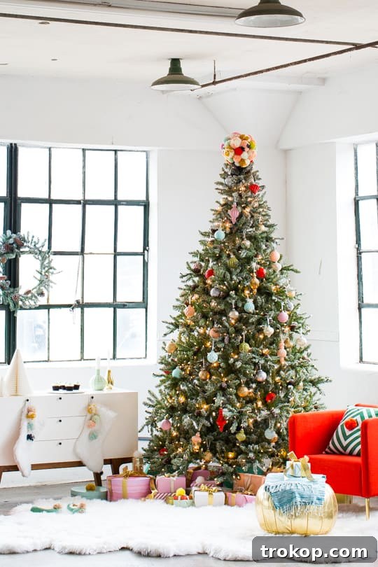 Martha Stewart's Holiday Crafting: Signature Tree Toppers & DIY Ornaments 2 DIY pom pom tree topper and festive holiday decor with Martha Stewart products from Home Depot