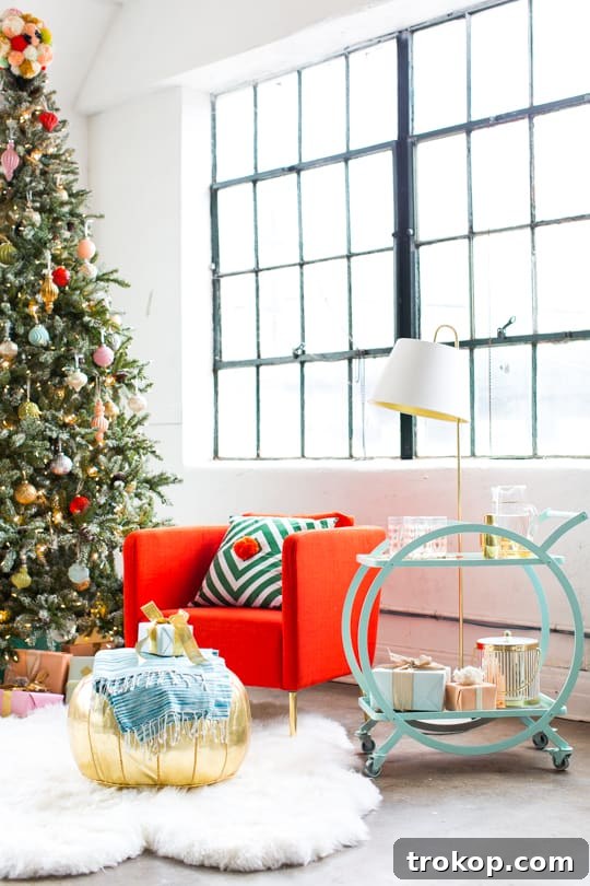 Martha Stewart's Holiday Crafting: Signature Tree Toppers & DIY Ornaments 11 Festive mantel decor with a simple wreath, personalized stockings, and colorful accents
