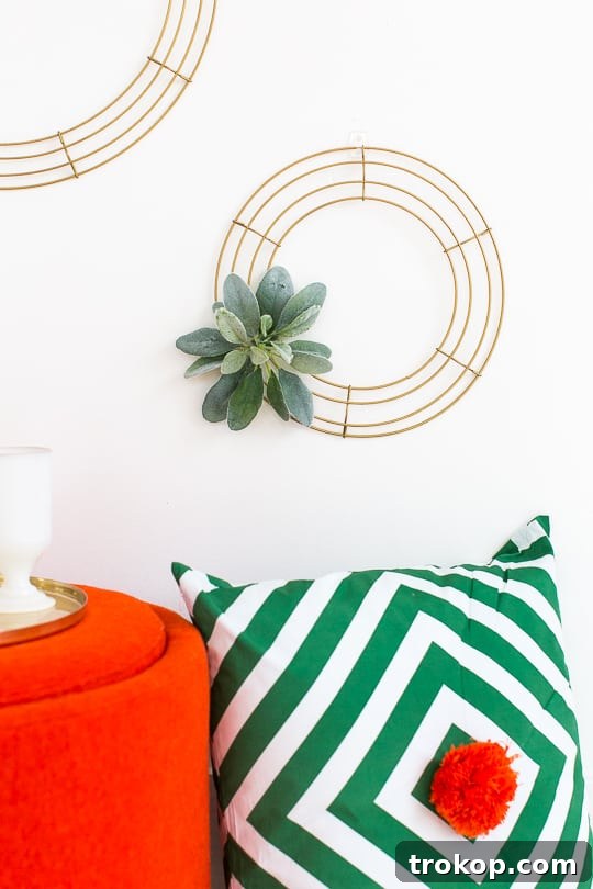 Stylish geometric wreath on a door