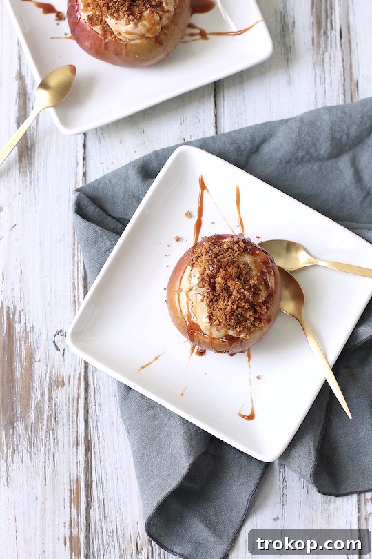 Decadent Cheesecake Stuffed Apples 8 Beautifully presented cheesecake stuffed apples, garnished and ready